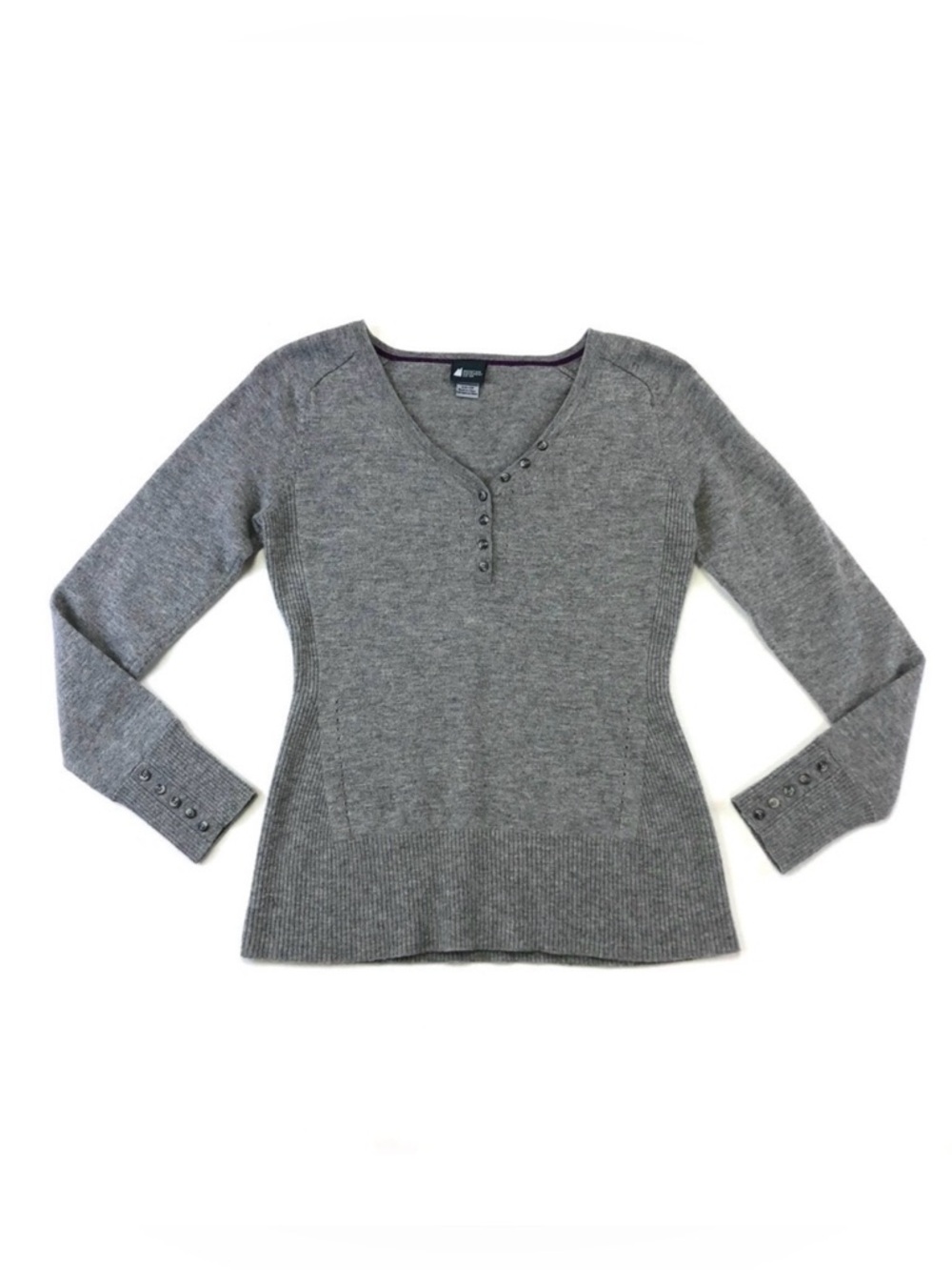 Mountain Equipment Coop grey Henley merino wool layering sweater XS